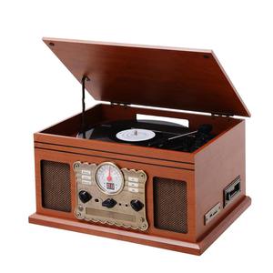 Multi plataforma reproductor y reproductor de vinilo con reproductor de CD/USB/SD registro/entrada AUX/Radio/cassette