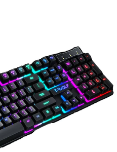 Teclado para juegos TF200 y juego de mouse Teclado para juegos con cable Combo impermeable Teclado con cable retroiluminado con LED arcoíris para juegos de PC - Product Image 3
