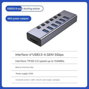 准备发货10端口48w DC电源适配器USB A单个开关分离器USB-C Oplader SD/TF Kaart电源USB C集线器类型C