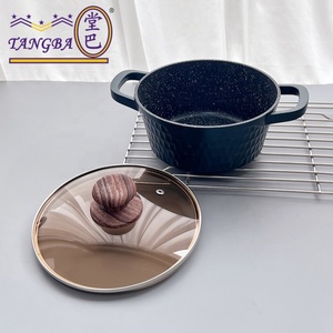 Tangba tối màu xanh lá cây Maifan đá súp nồi hợp kim nhôm đôi tai súp nồi với kính nắp không dính <span class=keywords><strong>Cookware</strong></span> Set - Product Image 3