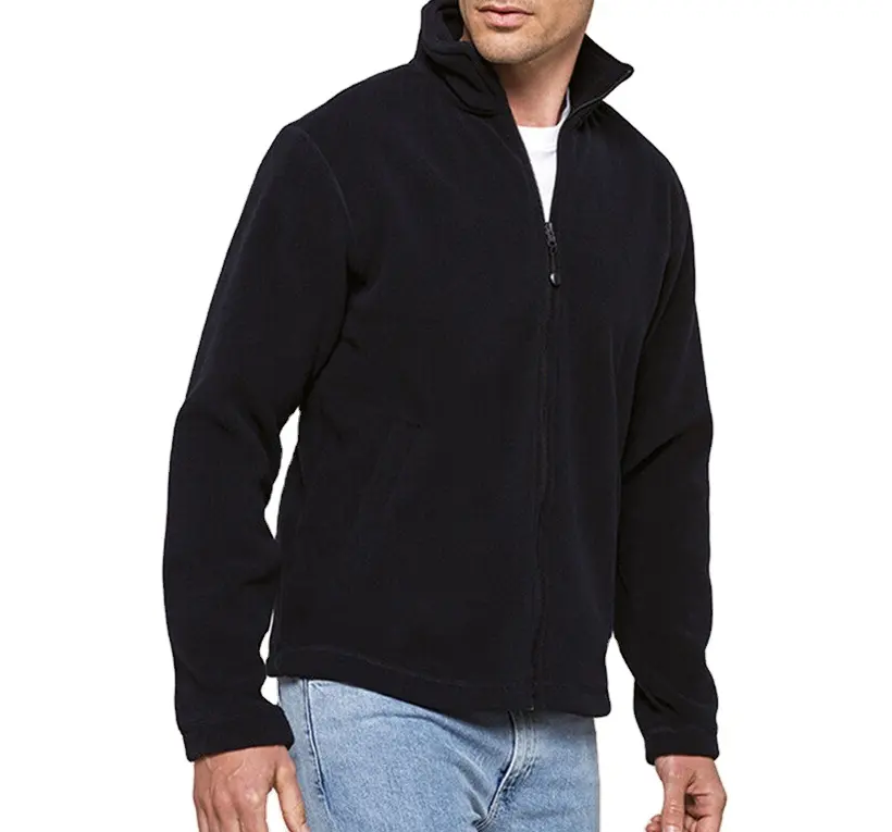 Casaco de lã Microfleece masculino de alta qualidade, Casaco de inverno pesado personalizado Full Zip Up