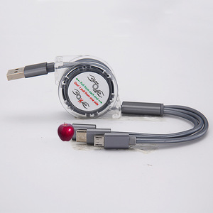 Üretici doğrudan geri çekilebilir taşınabilir USB şarj kablosu 1.0 M kristal 3-in-1 geri çekilebilir USB şarj kablosu Android için kablo IOS - Product Image 2
