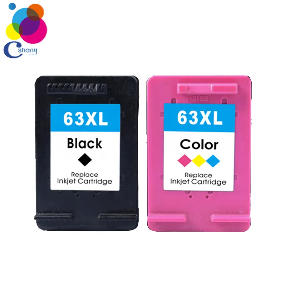 black tri Color Premium genuine original for hp 63 63xl refill ink cartridges for hp deskjet printer4512 4522 4516 3830 4