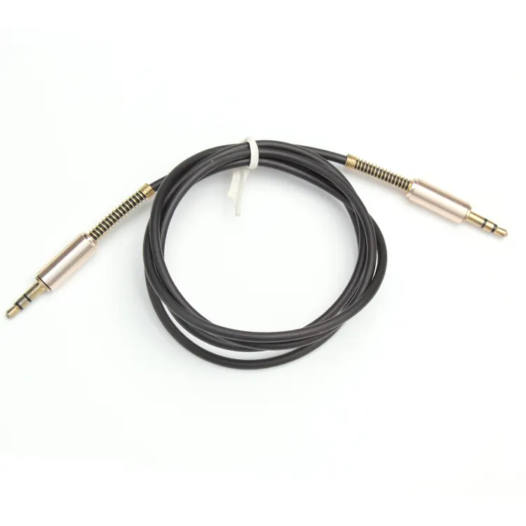 Hecho en China de metal de 3,5mm oro cabeza flexible aux cable de audio macho de 3,5mm para cable de altavoz móvil PC TV Coche