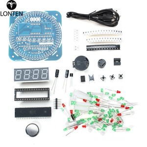 Lonten DIY Kit DS1302 Rotations-<span class=keywords><strong>LED</strong></span>-Anzeige Elektronisches Uhren set 51 SCM Training Board <span class=keywords><strong>Timer</strong></span> Parts Kit