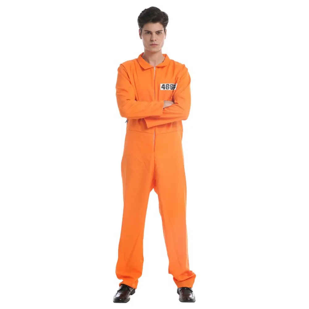 DIXU Halloween per gli uomini adulti arancione detenuto Cosplay Costume da festa tuta uniforme Set tuta pompiere