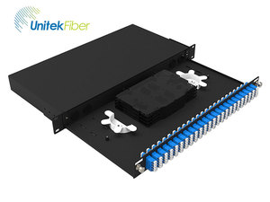 1U 19 inç raf monte sürgülü tip Fiber Terminal kutusu dubleks LC SC APC UPC 48 96 Port Fiber optik ara bağlantı paneli ODF dolabı - Product Image 5