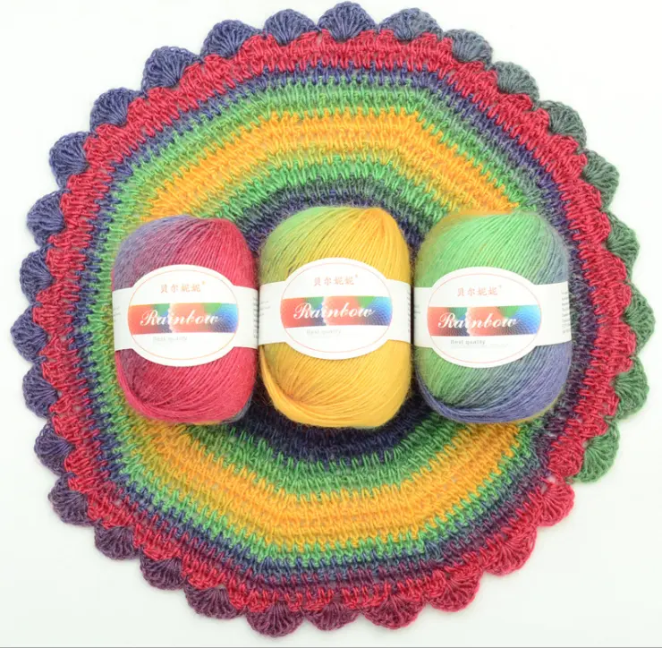 Bernini arco-íris de lã médio, grosso, degradê, cor, capa, crochê, linha