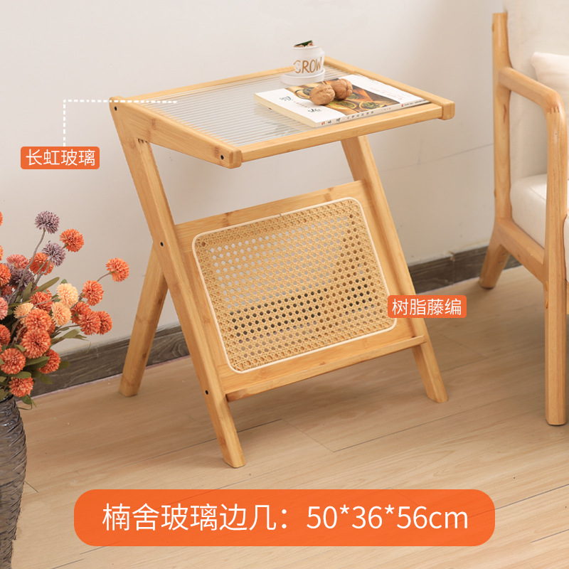 โต๊ะข้างหวายเรียบ ยาว 50 ซม. สีเดิม