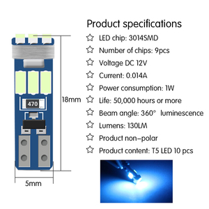 ZONGYUE araba dashboard işık geçirmez T5 led ışık için pano ışıkları için araba dashboard T5 3014 9SMD - Product Image 4