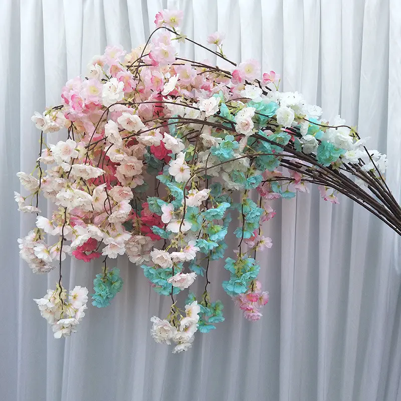 Yüksek kalite düğün yapay dalları asılı japon kiraz çiçeği