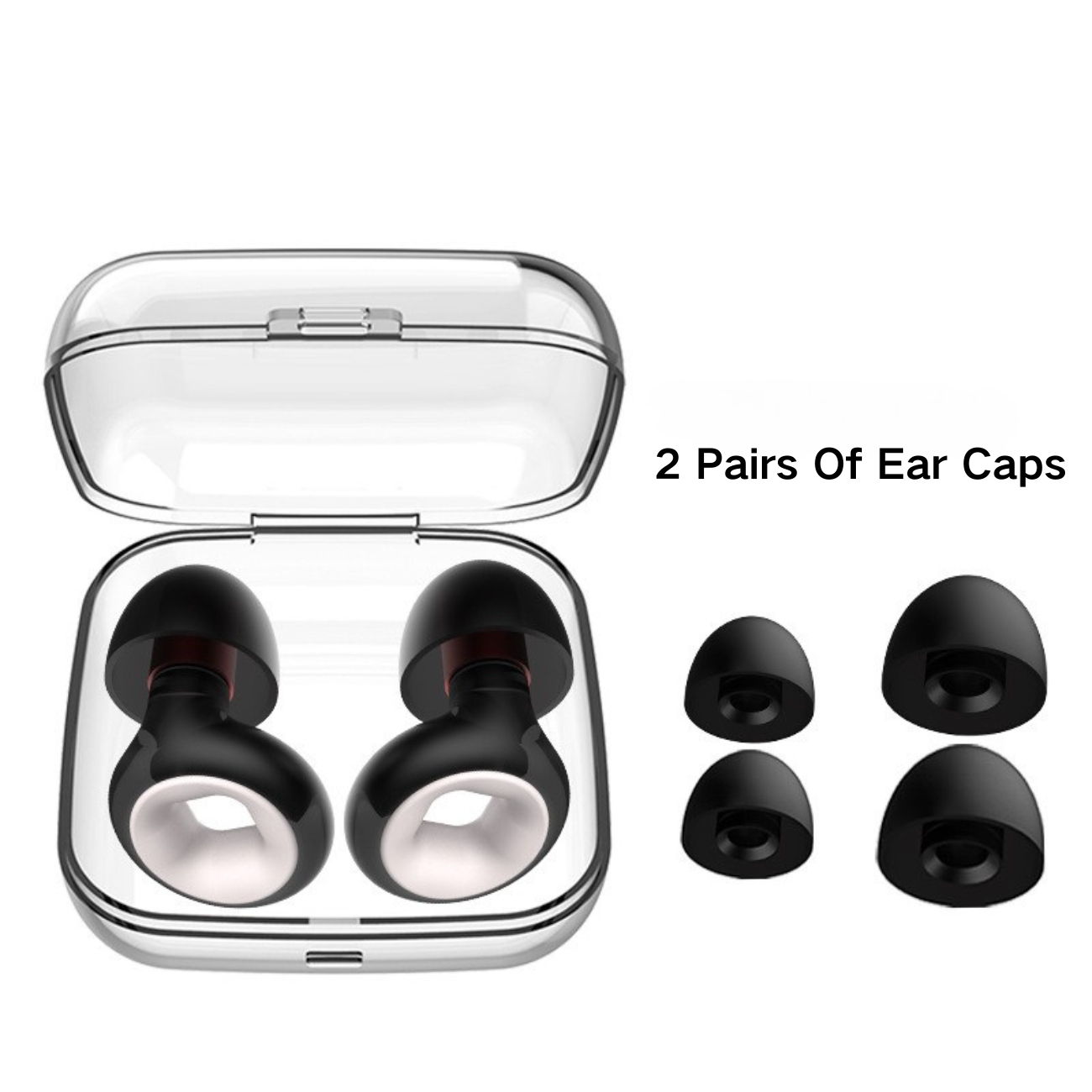 Moneda de cobre de color negro blanco con 2 pares de tapones para los oídos