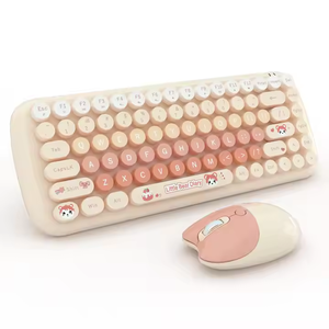 厂家供应可爱复古七彩2.4GHz无线键盘鼠标组合套USB接口桌面使用 - Product Image 4