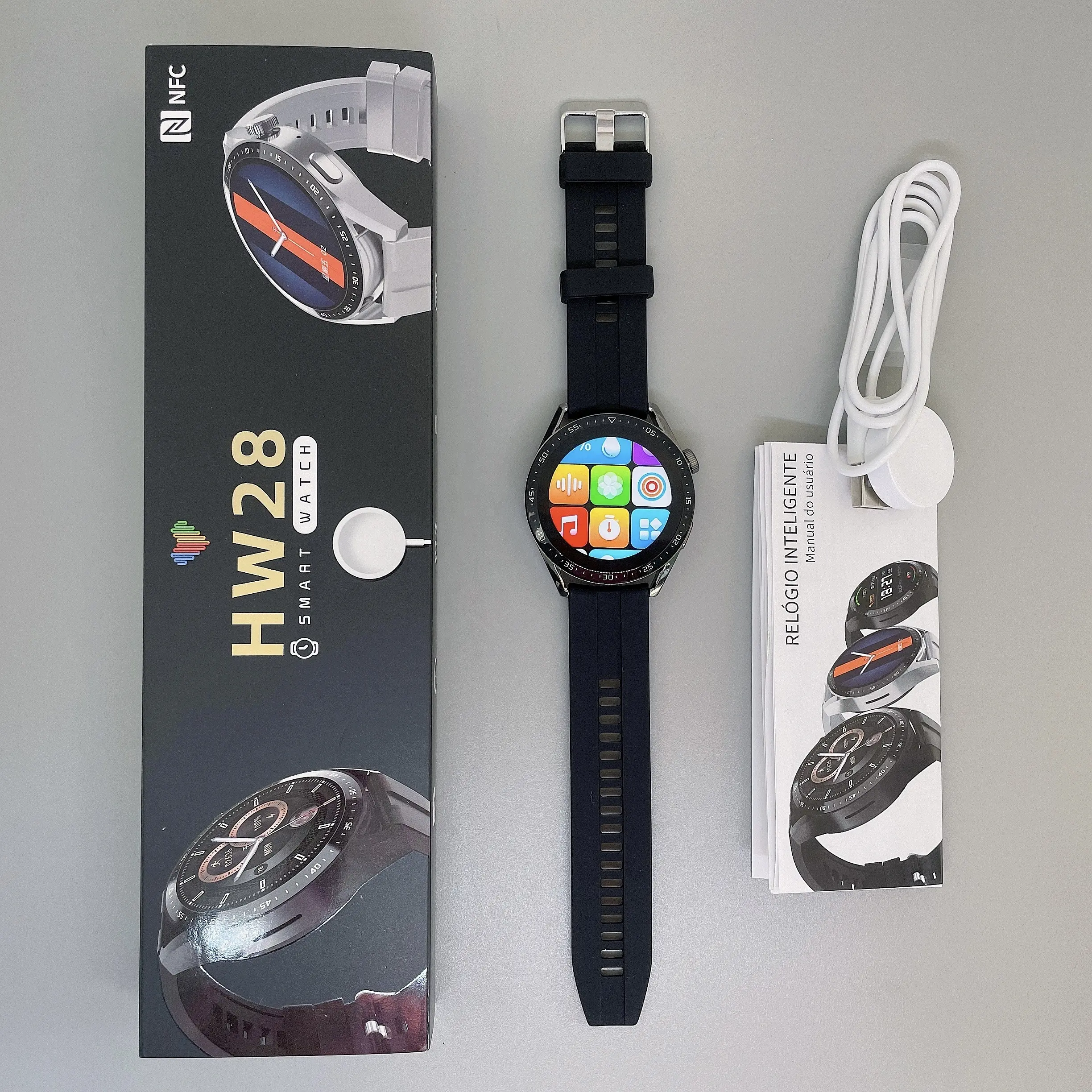 Smart watch hw28 NFC posizione di pagamento Offline condividi Smart orologio indossabile elettronica uomo donna indossa per IOS Android phone