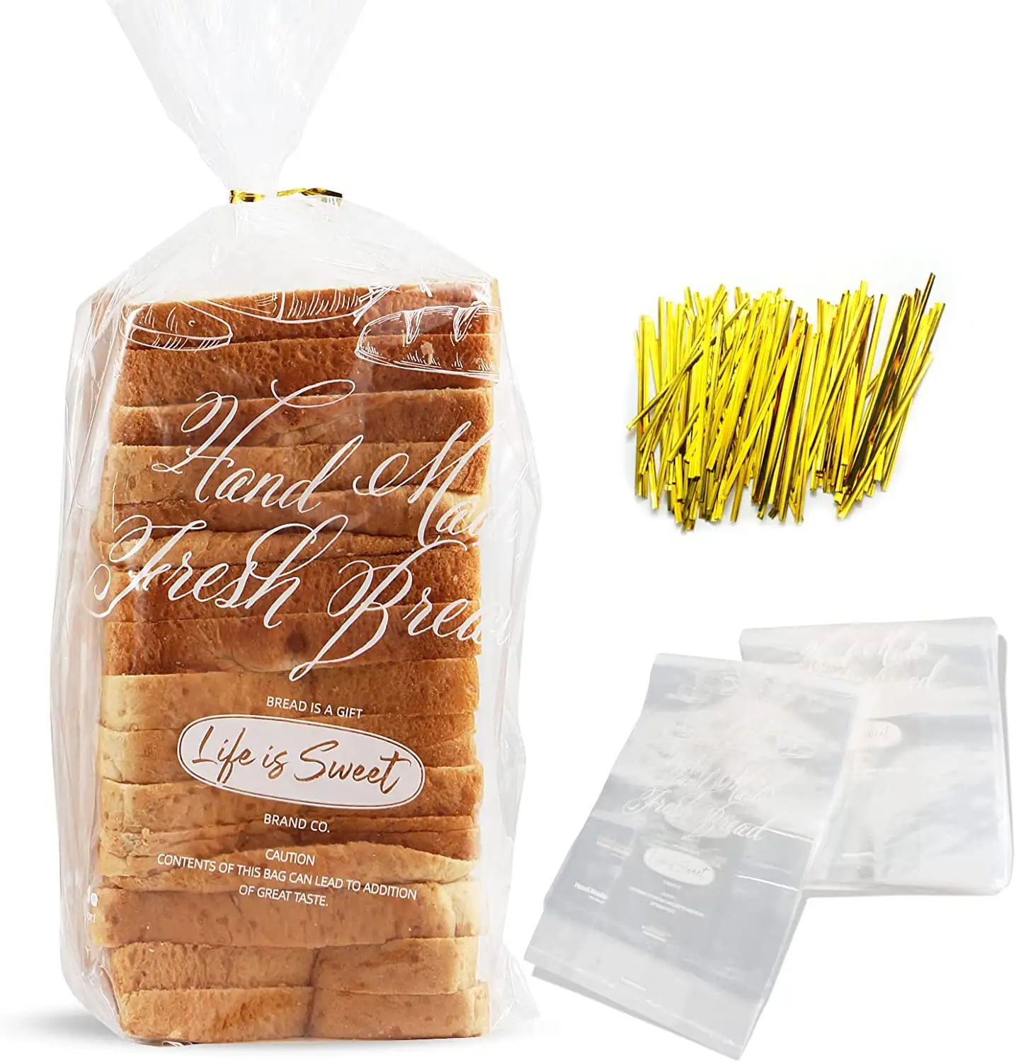 Bolsas de pan de panadería de plástico PE transparente de grado alimenticio para almacenar leche y gelatina con mango de sellado térmico y lazos giratorios