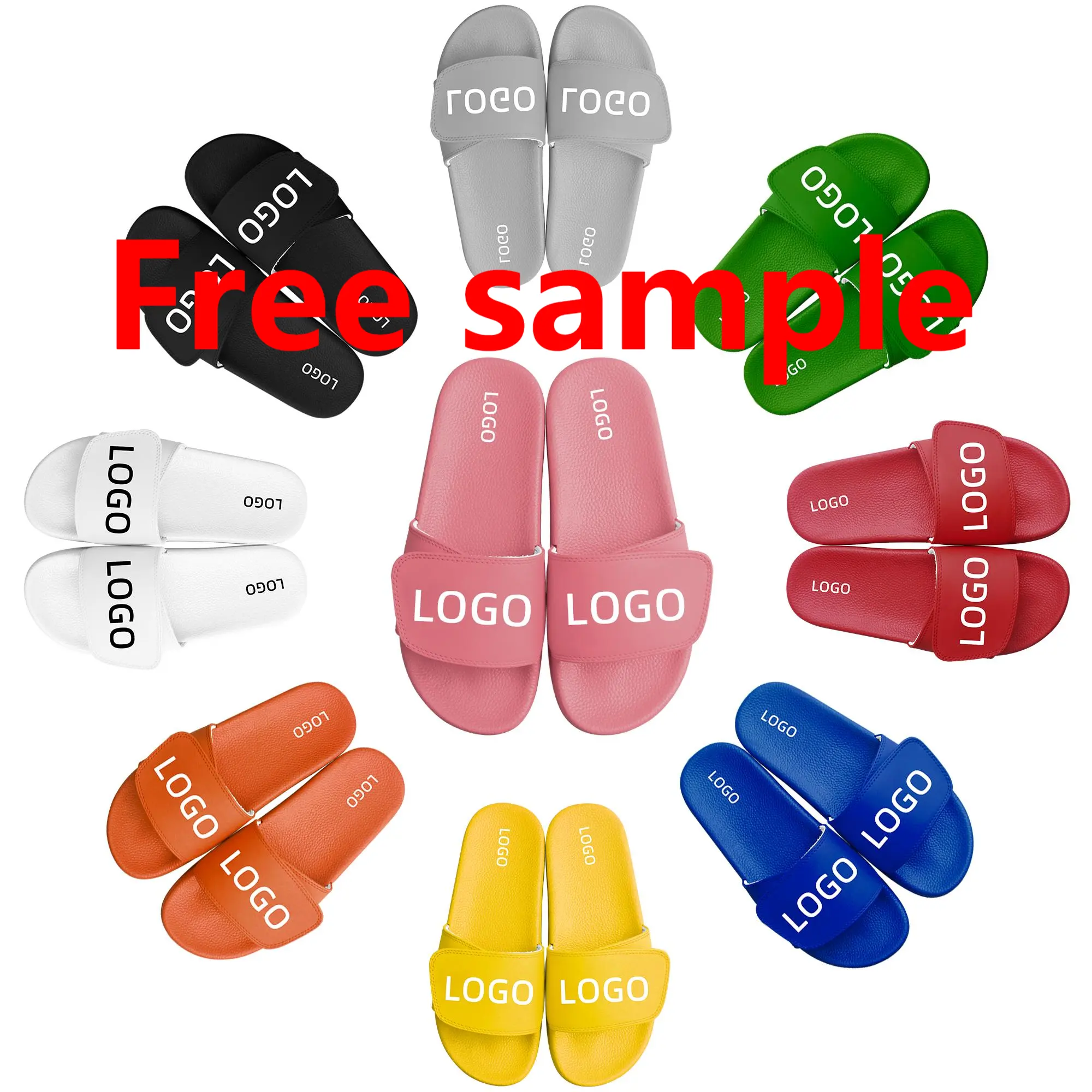 Zapatillas deslizantes con logotipo personalizado de PVC para hombre, sandalias con logotipo personalizado para el hogar, zapatillas de diseñador de alta calidad para verano