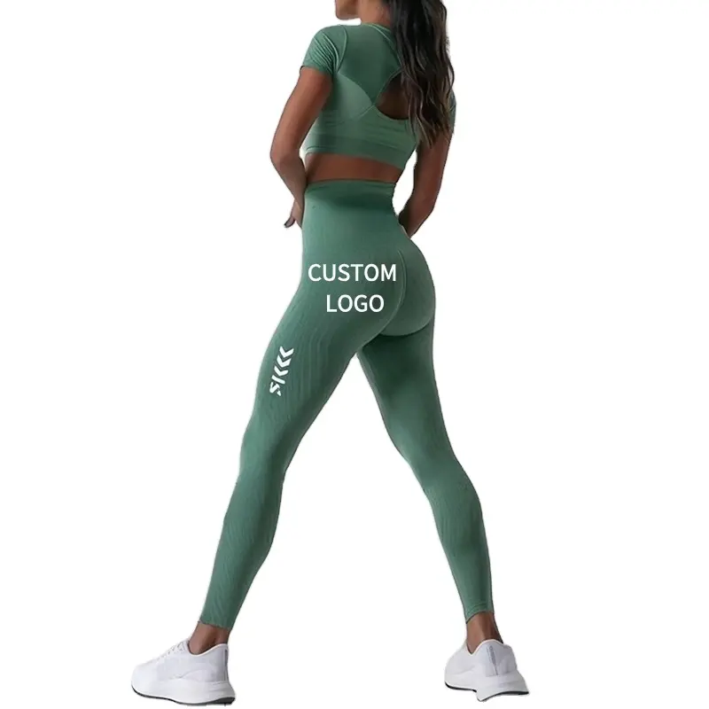 2024 Custom Butt Lift Yoga Pants Back V Waist Workout Leggings Women Seamless Ruched Tights Elastic Gym Clothing