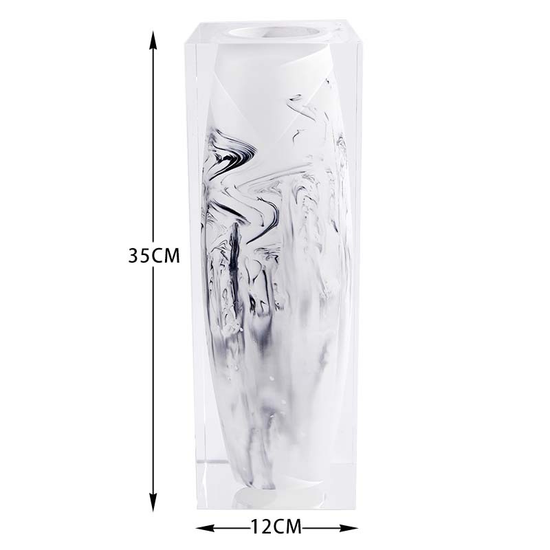 Black-flowered waist drum vase, 12*12*35cm