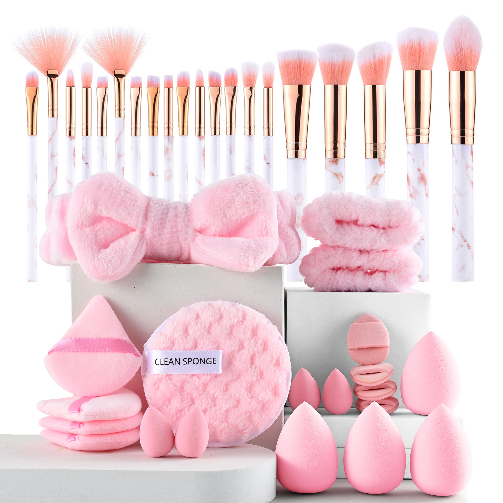 40-piece marble patterned brush set