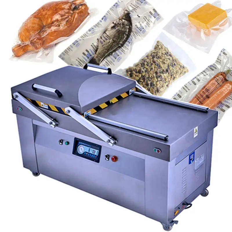 मछली वायुरोधी पैकेजिंग मशीन वैक्यूम पैकर डबल चैम्बर मांस वैक्यूम पैकिंग मशीन खाद्य वैक्यूम मुहर मशीन औद्योगिक