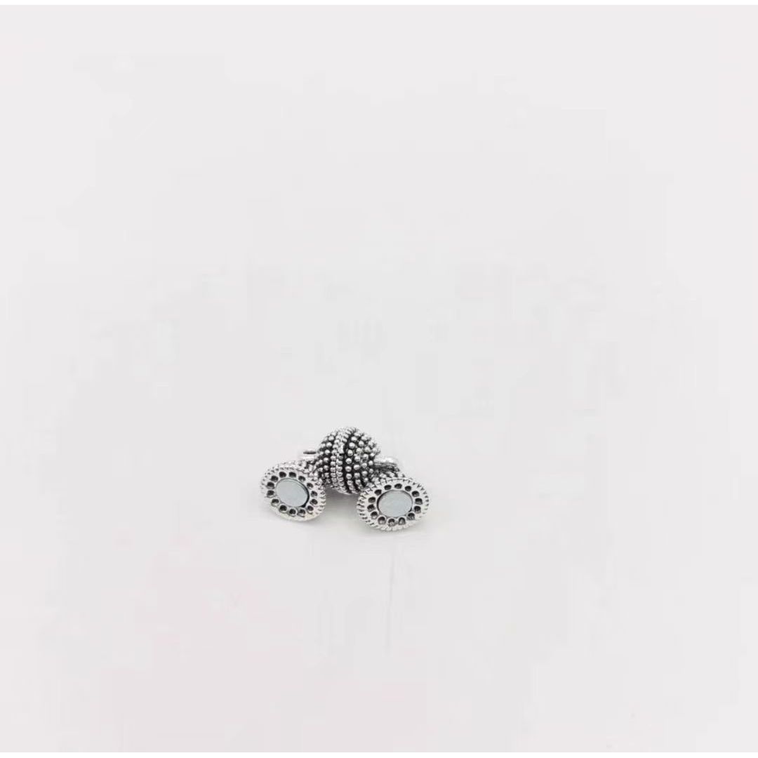 Bola redonda de plata antigua con acabado sésamo, 8 mm
