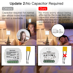No Neutral Wire No Capacitor Tuya Smart Switch Module 2/3way Light Relay <strong>Zigbee</strong> Gateway MOES Smartlife Wireless Remote <strong>Control</strong> - Product Image 2
