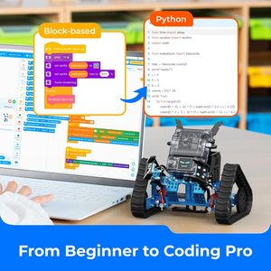 Makeblock ชุดหุ่นยนต์โรเวอร์ mBot2หุ่นยนต์อีโมแบบโต้ตอบสำหรับการเรียนรู้การเขียนโค้ดและการเล่นกลางแจ้งหุ่นยนต์เข้ารหัสควบคุมระยะไกล