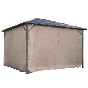 Kolayca monte edilmiş alüminyum toz boyalı Gazebo 3*4m tek çatı enine kaburga Metal çerçeve perde ve Net kamp çadırı - Product Image 6