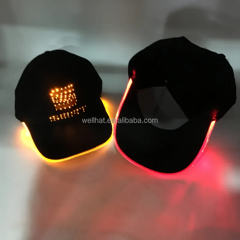 Moda legal personalizado luz bateria beisebol bonés chapéus com luz led