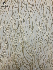Pháp Tulle lưới polyester ren sang trọng Bridal đính cườm 3mm Sequins ren thêu Wedding Dress vải - Product Image 4