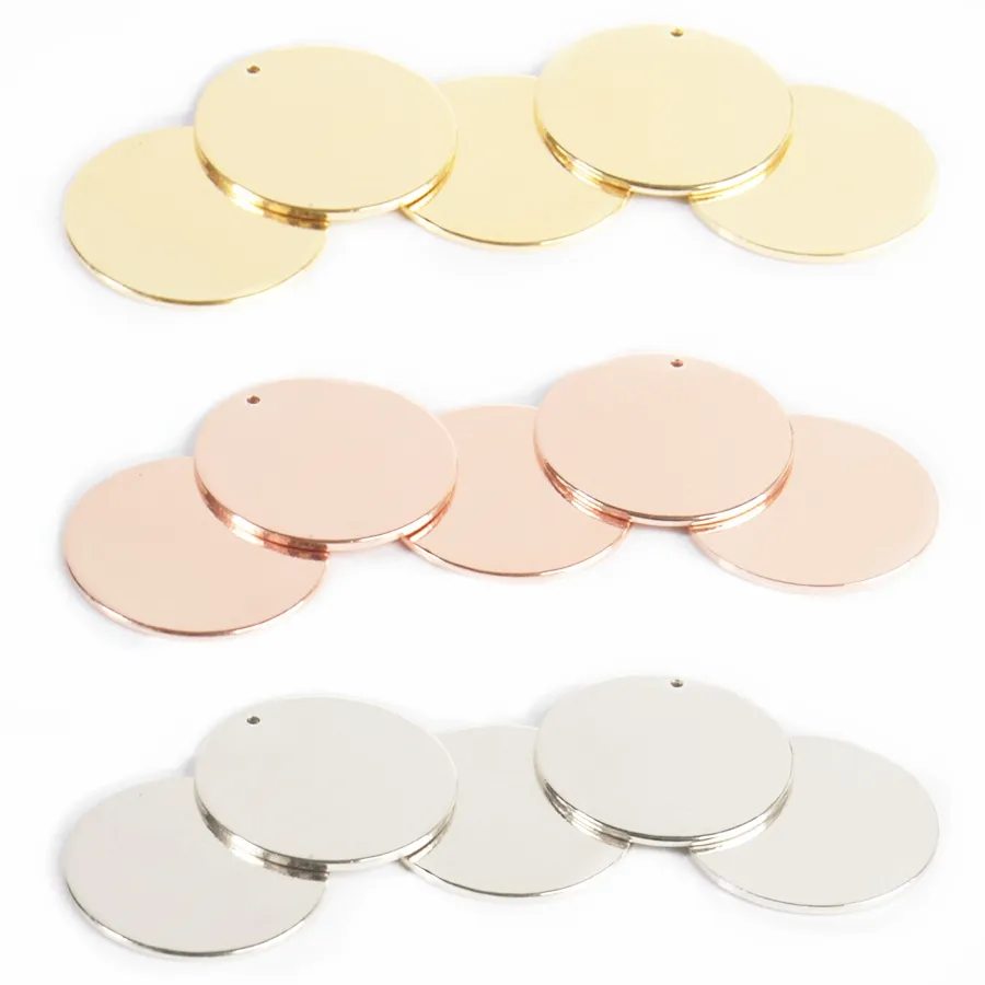 Edelstahl Anhänger für Halskette Charm Schmuck Zubehör für die Herstellung von gravierbaren Blank Gold Roségold Silber 20mm 25mm 30mm