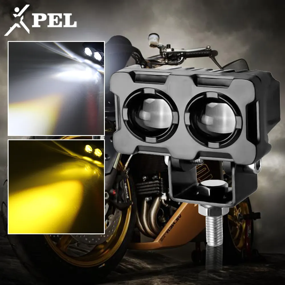 PEL New Dual Lights Weiß Gelb Farbe Motorrad LED Glühbirne LED Arbeits scheinwerfer für Motorrad