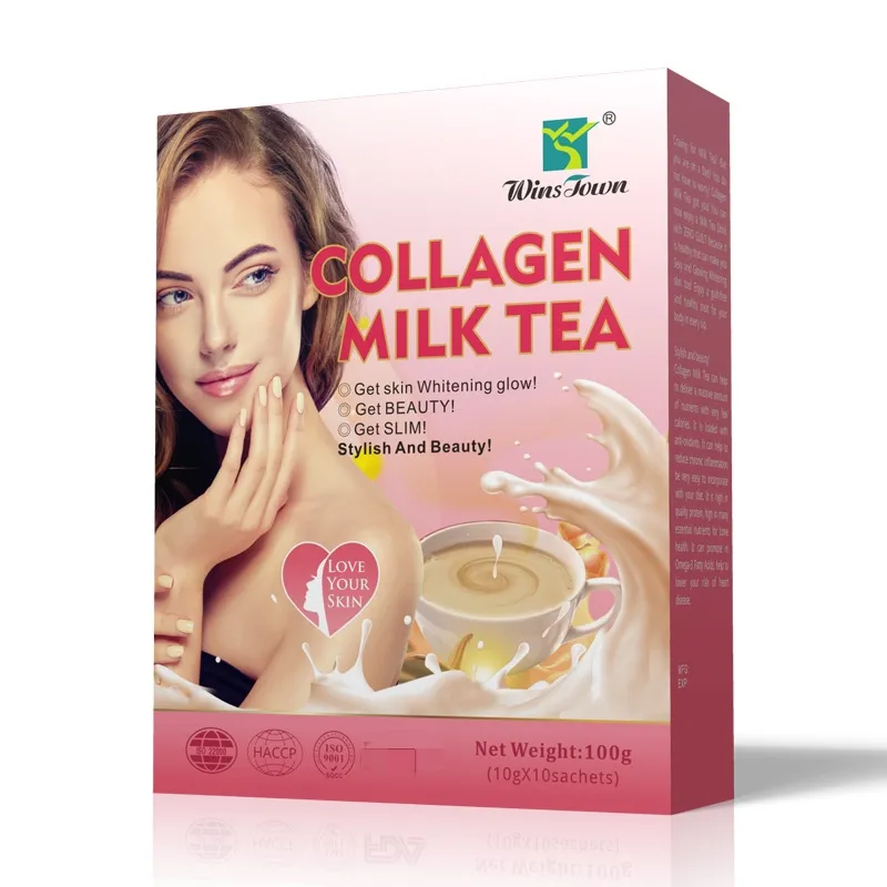 Collagen milk tea Customize logo stylish and beauty protein powder Instant powder face skin whitening tea with collagen