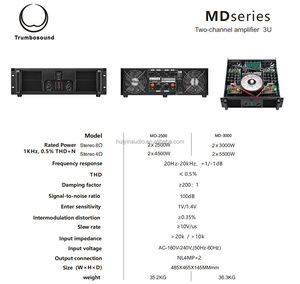 MD Series 3U <strong>2</strong> Channel <strong>Amplifiers</strong> High Power Stereo 8 Ohm <strong>2</strong> X 3000W 2500W Power <strong>Amplifier</strong> for Professional Audio Sound System