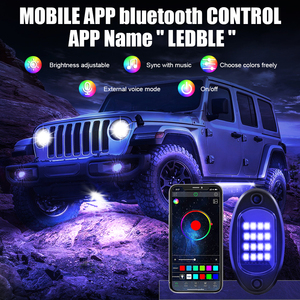 RGB <strong>LED</strong> Rock Lights <strong>Kit</strong> 1 in 4/<strong>6</strong>/8/10/12pcs with BT App Control Flashing Music Mode Wheel Well Light for Truck ATV UTV - Product Image 2