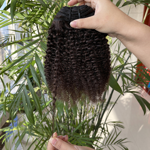 高速配送アフロキンキーカーリーヘアクリップイン、大量在庫見えない生インドクリップインエクステンション