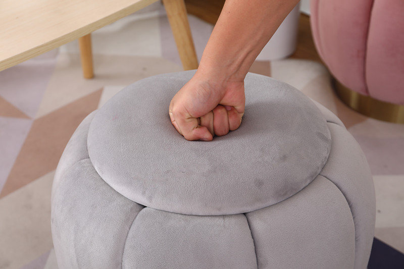 Modern Velvet Pouf Round Tufted Storage Ottoman With Gold Base