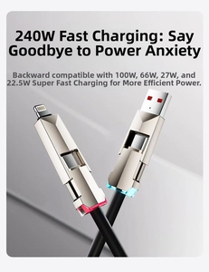 Cáp dữ liệu Kính thiên văn bốn trong một 240W sạc nhanh giao diện usb4 Type-C iPhone Hợp kim kẽm USB Type-C IOS xe PVC Áo khoác TPE - Product Image 3