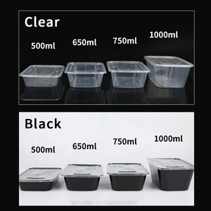 Sıcak satış taşınabilir 500ml/650ml/750ml/1000ml temizle dikdörtgen tek <span class=keywords><strong>PP</strong></span> Bento kutusu mikrodalga yemek hazırlık salata kapları - Product Image 4