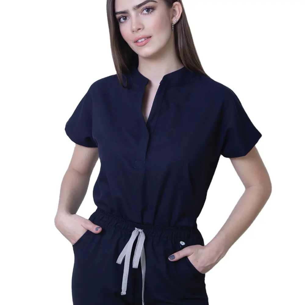 Atacado personalizado de boa qualidade hospital uniforme laboratório revestimento manga curta uniforme vestido smock médica cirúrgico vestido para venda