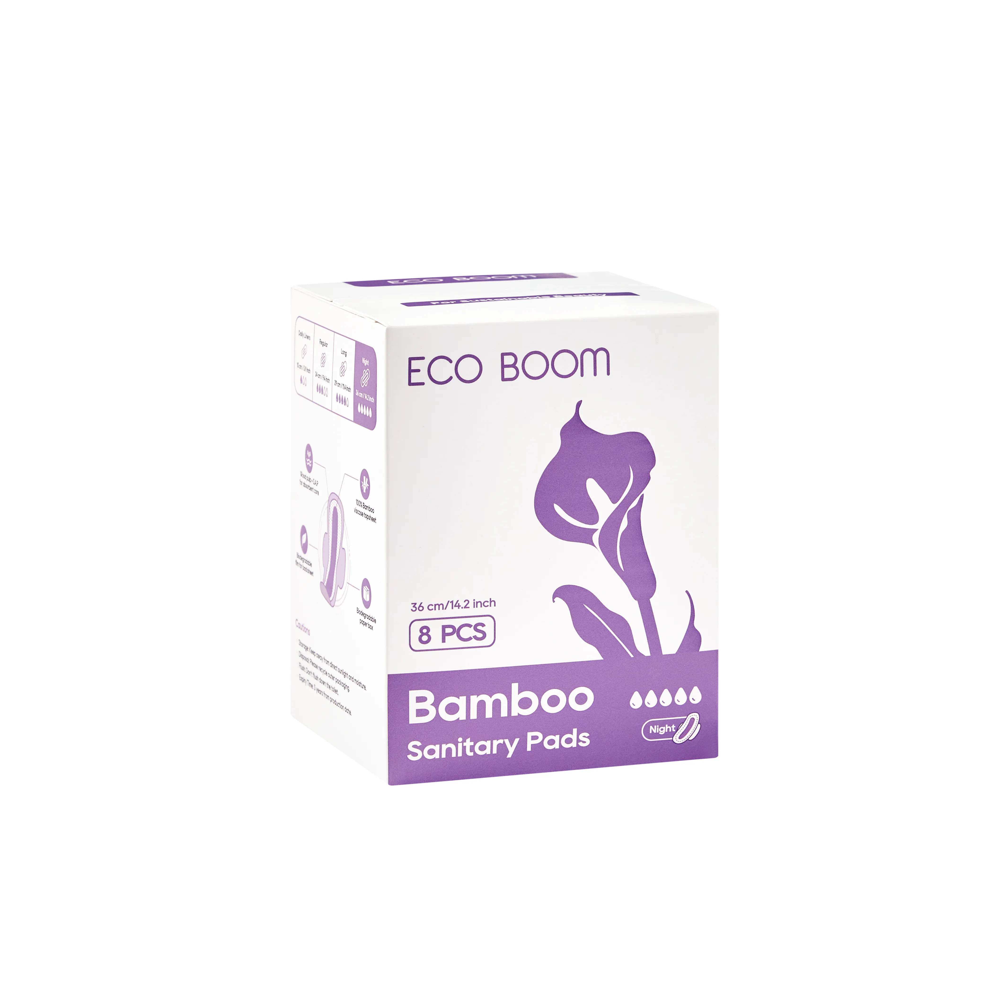 ECO BOOM מותאם אישית נשים בתפזורת תוחם תחתונים אורגניים מפית כותנה נשית כרית מחזור היגיינית לנשית