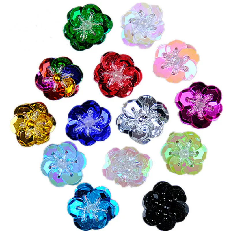 FAI DA TE accessori di cucito 100pcs in rilievo floreale patch per il costume di scena abbigliamento decorazione di fiori di paillettes motif applique del merletto