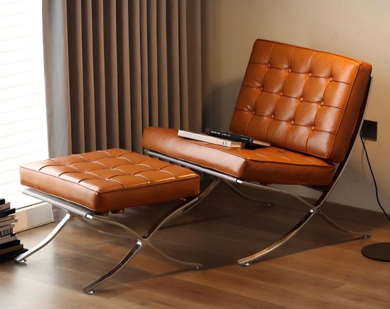 Cuir ciré à l'huile orange 80cm avec pédale