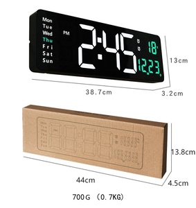 16インチ大型リモコンデジタル壁掛け時計日付週温度表示LED家の装飾学習時計 - Product Image 4