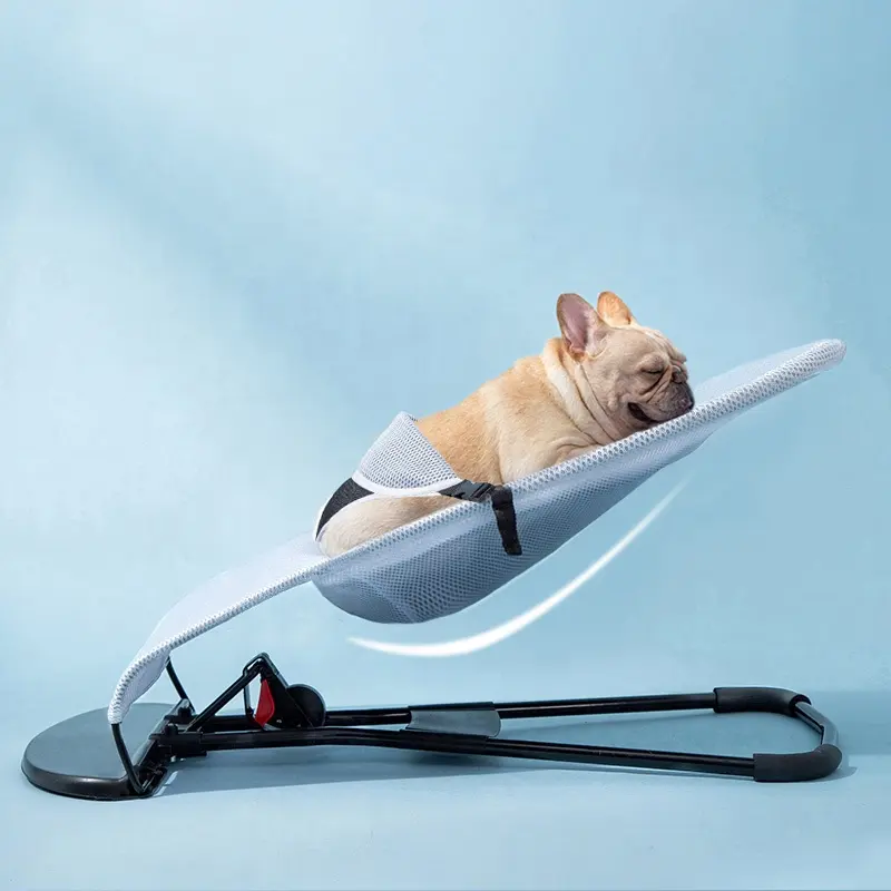 滑り止めボトムペットロッキングチェア床置きロッキングベッドポータブルサンチェア調節可能な折りたたみ式犬用ベッド