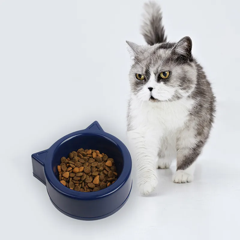 Tigela de plástico para gatos, alimentador em forma de cabeça de gatinho, durável, agradável, para alimentar e beber água, superfície lisa antiderrapante