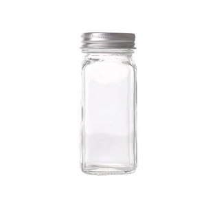 Avertan 100g כיכר זכוכית מיכלי תבלינים 4 oz, ספייס צנצנות בקבוקים, כיכר 4 oz מערכת צלוחיות זכוכית ספייס צנצנות עם שייקר חולצות מכסים