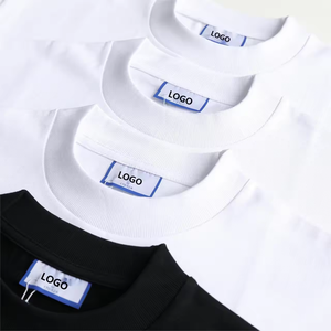 400Gsm boy erkekler ağır 500 Gsm Tshirt % 100% pamuk beyaz siyah özel Mock boyun pamuk 400 GSM T Shirt - Product Image 1