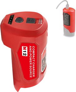 Adaptador de cargador de fuente de alimentación USB para batería Milwaukee M12 12V, carga de entrada tipo C - Product Image 1