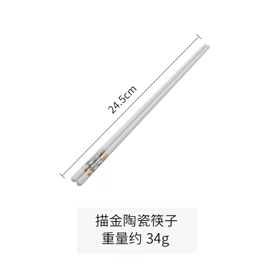Gold-embellished ceramic chopsticks